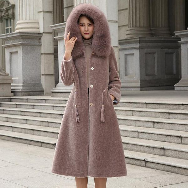 winter real coat natural female fur hooded women korean long sheep shearing coats vintage 100% wool jacket lw1929, Black
winter real coat natural female fur hooded women korean long sheep shearing coats vintage 100% wool jacket lw1929, Black
