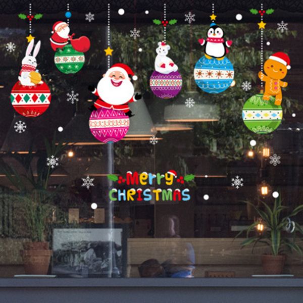 Merry Christmas Wall Stickers Window Glass Festival Decals Santa Claus New Year Christmas Decorations For Home Festive Decor