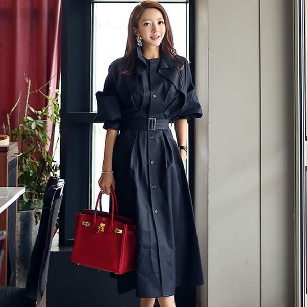 autumn long lantern sleeve navy outerwear single breasted women casual sashes a-line vintage knee-length trench wind coat, Tan;black
autumn long lantern sleeve navy outerwear single breasted women casual sashes a-line vintage knee-length trench wind coat, Tan;black