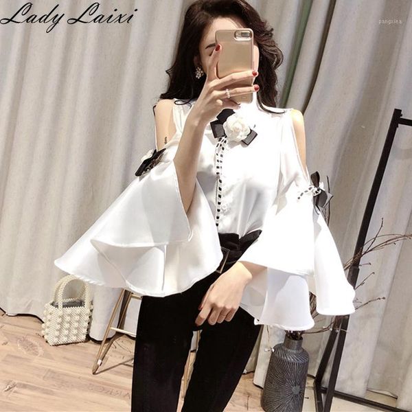 2020 big flare sleeve blusa 3d flower bows vintage women blouse new fashion elegant chiffon shirt1, White
2020 big flare sleeve blusa 3d flower bows vintage women blouse new fashion elegant chiffon shirt1, White