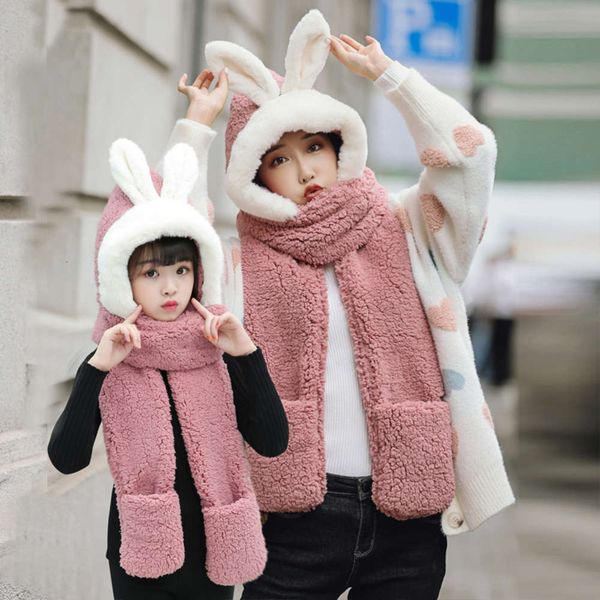 children's and new warm winter korean thickened plush rabbit ear collar glov scarf hat three piece set, Red;brown
children's and new warm winter korean thickened plush rabbit ear collar glov scarf hat three piece set, Red;brown