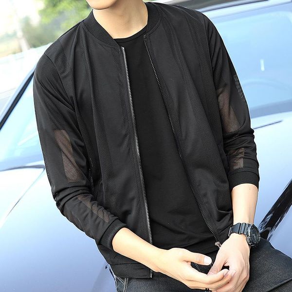 men's summer thin sunscreen jackets coat men black white mesh spliced solid casual outerwear male breathable streetwear man1, Black;brown
men's summer thin sunscreen jackets coat men black white mesh spliced solid casual outerwear male breathable streetwear man1, Black;brown