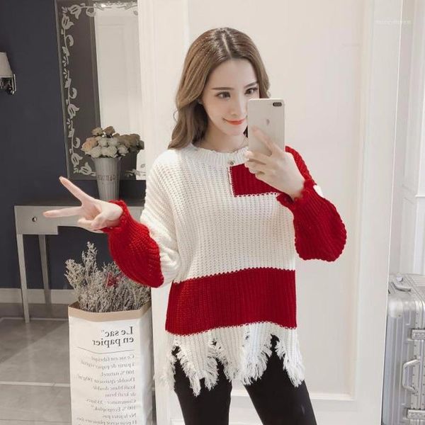 women's sweaters women tassel round neck sweater 2021 pullovers section loose was irregular female autumn winter color matching base sw, White;black
women's sweaters women tassel round neck sweater 2021 pullovers section loose was irregular female autumn winter color matching base sw, White;black