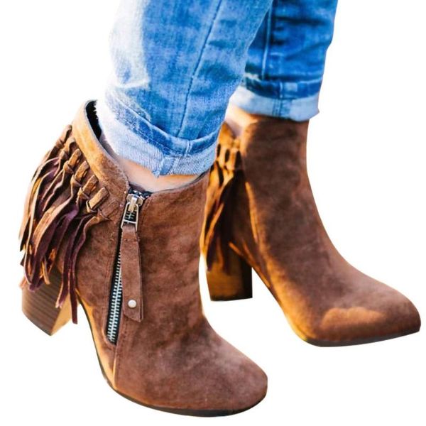 women autumn shorts new boots pointed toe low heel side zipper fringe retro fashion tassel ankle booties party shoes dress, Black
women autumn shorts new boots pointed toe low heel side zipper fringe retro fashion tassel ankle booties party shoes dress, Black