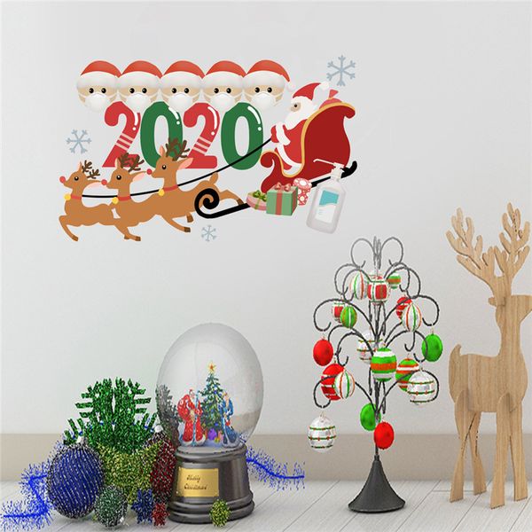 Quarantine Family Face Mask 2020 Christmas Stickers Ornament Sticker Posters Wall Window Decals Festival Party Home Decorations Sale E101304