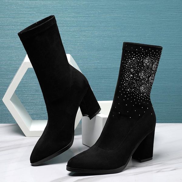 stretch fabric band design crystal decoration ladies boots high heels women pumps winter party working shoes woman, Black
stretch fabric band design crystal decoration ladies boots high heels women pumps winter party working shoes woman, Black