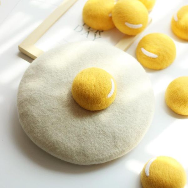 berets women kawaii poached egg yolk girls manual wool felt beanies caps painter hat 2021 winter parent-child french hat1, Blue;gray
berets women kawaii poached egg yolk girls manual wool felt beanies caps painter hat 2021 winter parent-child french hat1, Blue;gray