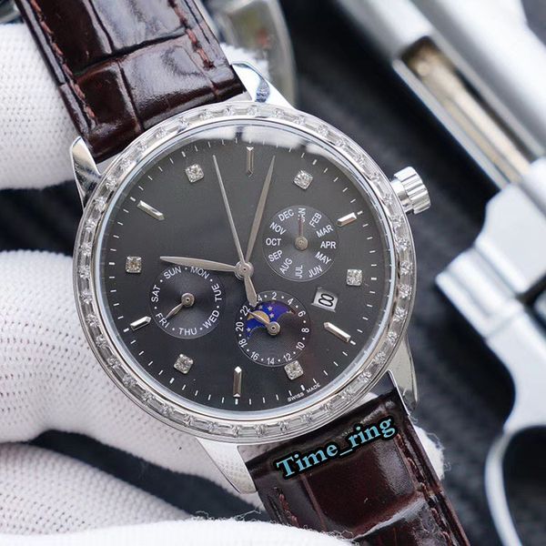 version 5147g-001 black date dial silver diamond bezel 9100 multifunctional movement sapphire mens watch leather strap designer watches, Slivery;brown
version 5147g-001 black date dial silver diamond bezel 9100 multifunctional movement sapphire mens watch leather strap designer watches, Slivery;brown