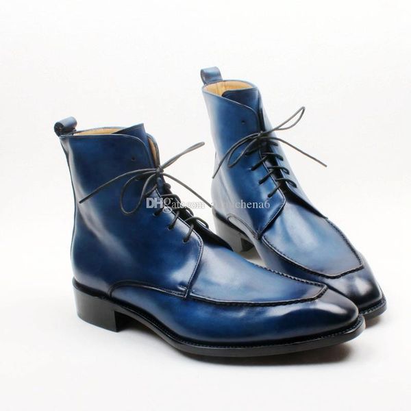 men's boots custom handmade shoes genuine calf leather square toe lace-up hand-painted breathable color blue fashion boots hd-b034, Black
men's boots custom handmade shoes genuine calf leather square toe lace-up hand-painted breathable color blue fashion boots hd-b034, Black