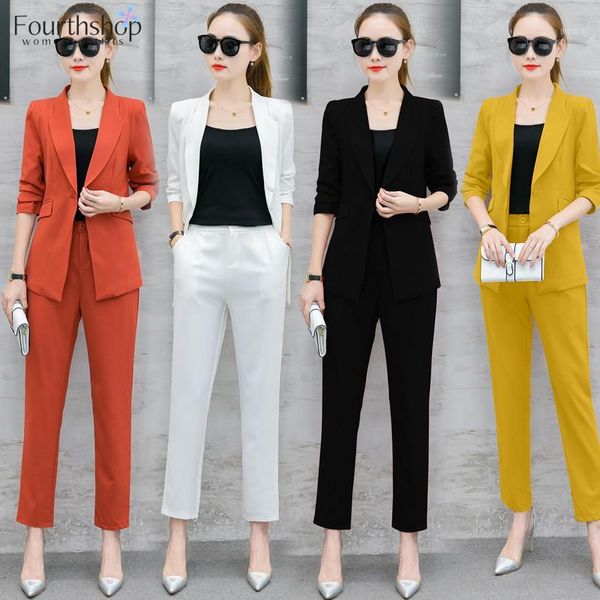 2 piece set women office lady pantsuit female business work women's pant suits formal uniform spring blazer set slim costume new1, White
2 piece set women office lady pantsuit female business work women's pant suits formal uniform spring blazer set slim costume new1, White