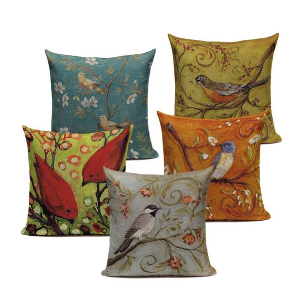 linen cotton vintage fabric cushions painting bird almofadas 45cm square home decor pillows printing cushion cover
linen cotton vintage fabric cushions painting bird almofadas 45cm square home decor pillows printing cushion cover