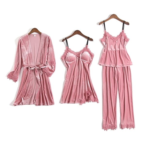 gold velvet pajamas for women 4 pieces winter suit home clothes woman lace robe pajamas sets sleepwear sleeveless nightwear y200107, Black;red
gold velvet pajamas for women 4 pieces winter suit home clothes woman lace robe pajamas sets sleepwear sleeveless nightwear y200107, Black;red