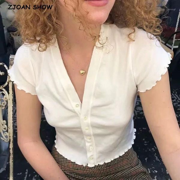 70's vintage v neck wood ears short sleeve tee base t-shirts 2020 cool girl single-breasted button short t-shirt crop, White
70's vintage v neck wood ears short sleeve tee base t-shirts 2020 cool girl single-breasted button short t-shirt crop, White