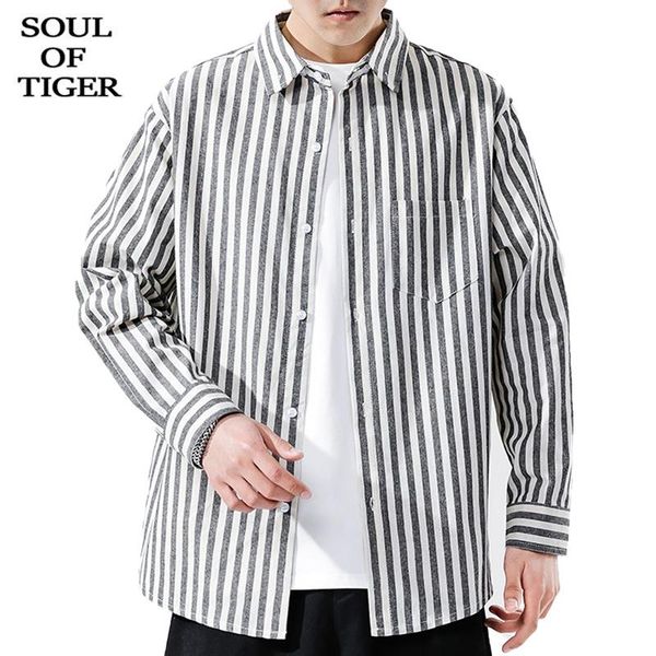 men's casual shirts soul of tiger spring european designer mens striped blouses male vintage loose oversized clothes plus size, White;black
men's casual shirts soul of tiger spring european designer mens striped blouses male vintage loose oversized clothes plus size, White;black