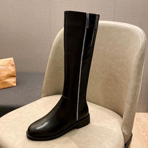 2020 autumn winter thick low heels knee high boots elegant women zipper long boots genuine leather round toe shoes woman, Black
2020 autumn winter thick low heels knee high boots elegant women zipper long boots genuine leather round toe shoes woman, Black