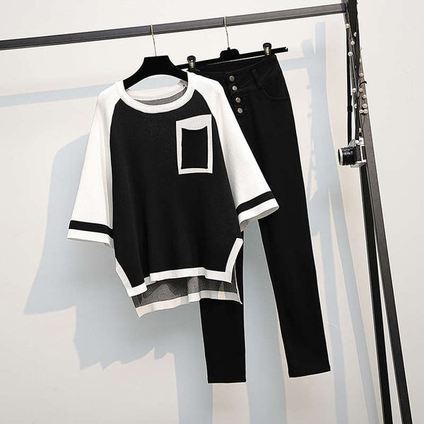 big size women's clothing autumn 2020 new fat sister younger age show thin foreign style knitted sweater two piece set, Black
big size women's clothing autumn 2020 new fat sister younger age show thin foreign style knitted sweater two piece set, Black