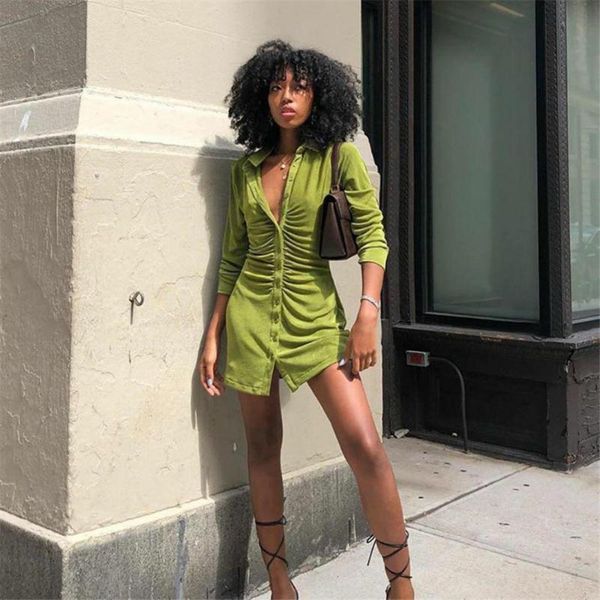 spring autumn women solid slim skinny dress elegant long sleeve lapel pleated close-fitting single-breasted dress avocado green, Black;gray
spring autumn women solid slim skinny dress elegant long sleeve lapel pleated close-fitting single-breasted dress avocado green, Black;gray