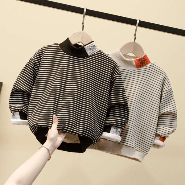 new winter boys' children's sweater plush and thickened high collar wtern sle label long sve base coat, Black
new winter boys' children's sweater plush and thickened high collar wtern sle label long sve base coat, Black