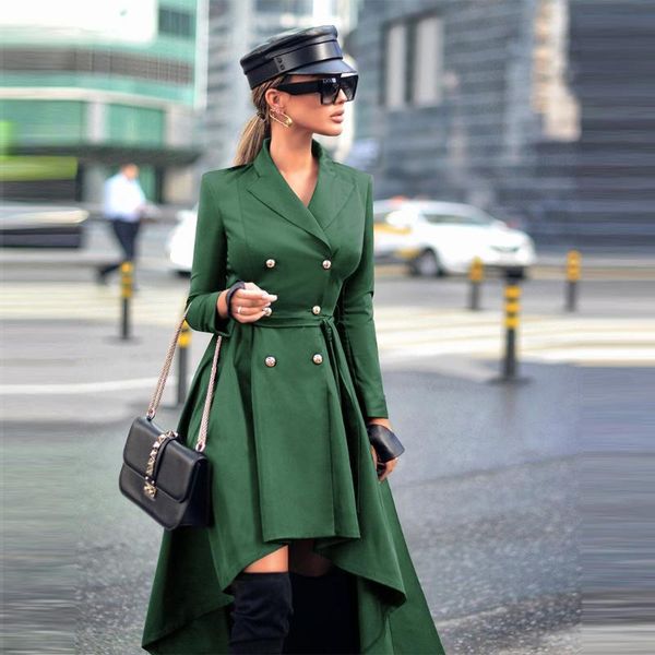 fashion long coat women autumn winter turn down collar long sleeve double-breasted belt irregular trench coat elegant overcoats, Tan;black
fashion long coat women autumn winter turn down collar long sleeve double-breasted belt irregular trench coat elegant overcoats, Tan;black