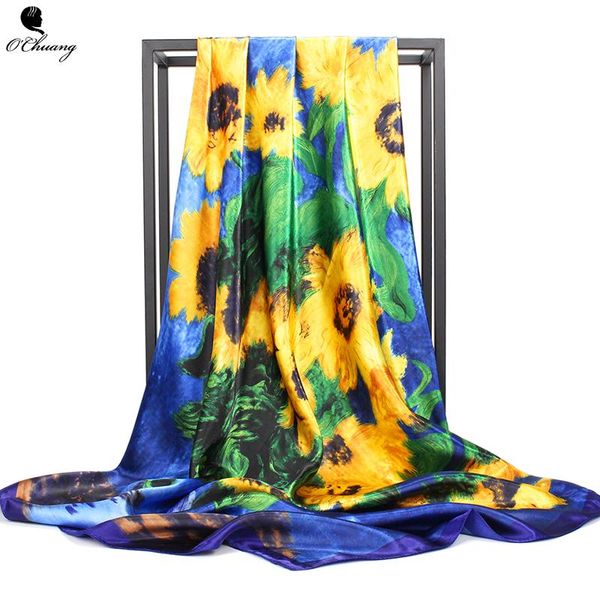 scarves gogh silk scarf sunflower print ladies designer shawl luxury head foulard soie square women accessories 90x90, Blue;gray
scarves gogh silk scarf sunflower print ladies designer shawl luxury head foulard soie square women accessories 90x90, Blue;gray