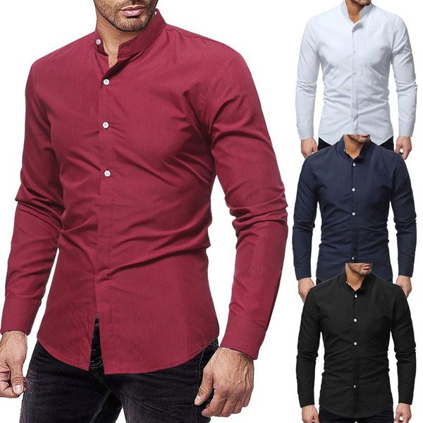 men's casual shirts shirt long sleeve stand collar solid color cardigan single-breasted slim type, White;black
men's casual shirts shirt long sleeve stand collar solid color cardigan single-breasted slim type, White;black