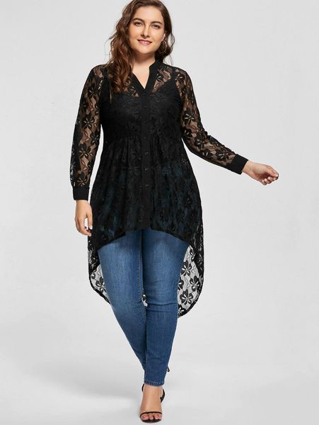 wipalo women plus size blouse autumn peplum long sleeve high low lace shirts tunic through button polyester up women and blouse, White
wipalo women plus size blouse autumn peplum long sleeve high low lace shirts tunic through button polyester up women and blouse, White