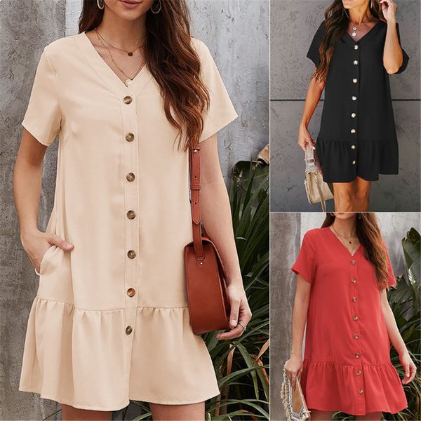 2021 new summer solid colour cleavage in v single breasted short sleeve cardigan knee-length length plied female skirt nc2q, Black;gray
2021 new summer solid colour cleavage in v single breasted short sleeve cardigan knee-length length plied female skirt nc2q, Black;gray