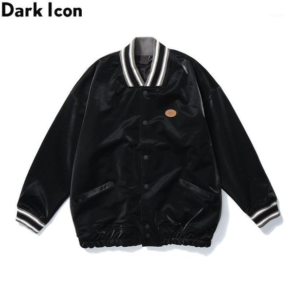 dark pu leather baseball jacket men single button men's bomber jacket streetwear clothing1, Black;brown
dark pu leather baseball jacket men single button men's bomber jacket streetwear clothing1, Black;brown