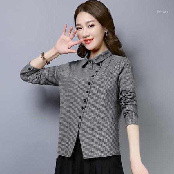 women's blouses & shirts vintage long sleeves turn-down collar plaid shirt linen blouse office lady femme blusas mujer de moda 2021 da, White
women's blouses & shirts vintage long sleeves turn-down collar plaid shirt linen blouse office lady femme blusas mujer de moda 2021 da, White