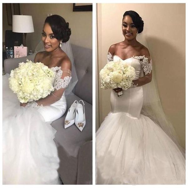 2021 pure white mermaid wedding dresses lace appliques african off shoulder long sleeves bridal gowns plus size vintage marriage dress
2021 pure white mermaid wedding dresses lace appliques african off shoulder long sleeves bridal gowns plus size vintage marriage dress