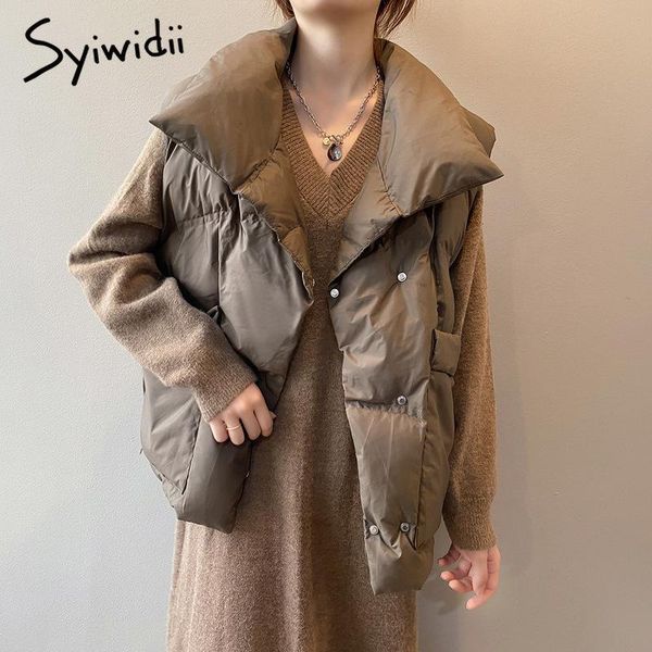 yitimuceng waistcoat sleeveless jacket women korean fashion black puffer vest coat winter solid pockets covered button parkas, Black;white
yitimuceng waistcoat sleeveless jacket women korean fashion black puffer vest coat winter solid pockets covered button parkas, Black;white