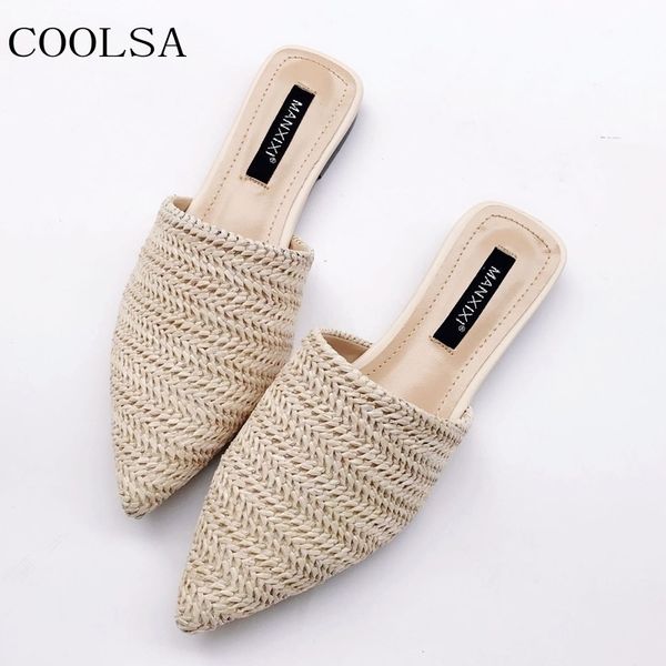 new women's summer solid toe-covered slipper fashion pointed woven breathable lazy slippers flat sandals women mule slides shoes y20042, Black
new women's summer solid toe-covered slipper fashion pointed woven breathable lazy slippers flat sandals women mule slides shoes y20042, Black