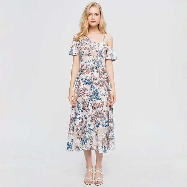 spring summer foral girdle printed thin midi high waist female dress yt9d, Black;gray
spring summer foral girdle printed thin midi high waist female dress yt9d, Black;gray
