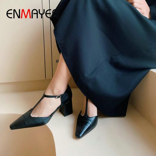 enmayer genuine leather square heel t-strap 2020 casual pointed toe women heels buckle strap fashion women shoes high heel 34-39, Black
enmayer genuine leather square heel t-strap 2020 casual pointed toe women heels buckle strap fashion women shoes high heel 34-39, Black