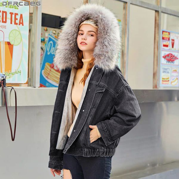 fashion europe style black denim jacket women winter thicken velvet outerwear fur collar jeans bomber femme gray pink white coat c1106, Black;brown
fashion europe style black denim jacket women winter thicken velvet outerwear fur collar jeans bomber femme gray pink white coat c1106, Black;brown