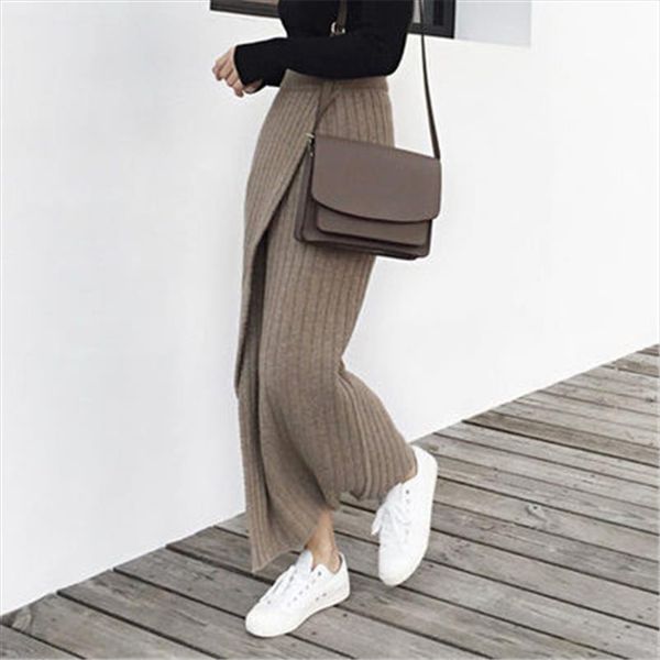 2019 autumn winter knitting skirt high waist ol long pencil skirt women open slit knitted casual vintage maxi pz1272, Black
2019 autumn winter knitting skirt high waist ol long pencil skirt women open slit knitted casual vintage maxi pz1272, Black