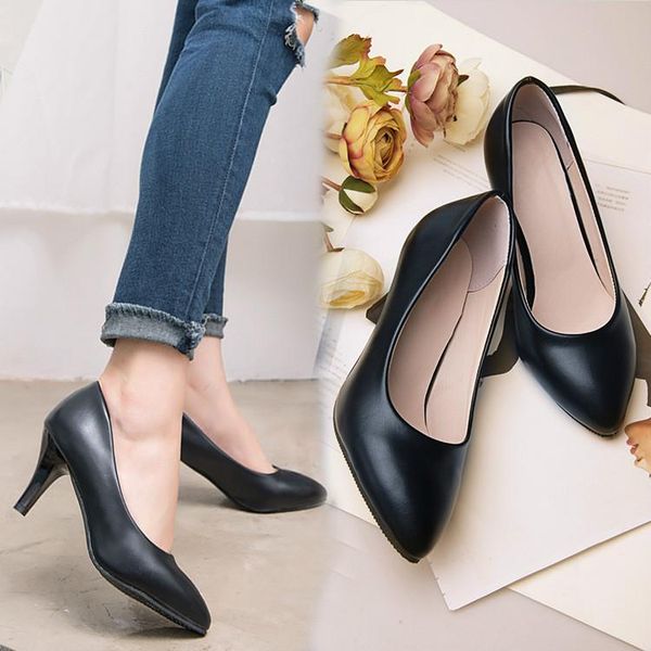 dress shoes women pumps concise pu leather 5cm thin high heels pointed toe slip-on shallow solid office female zapatos de mujer, Black
dress shoes women pumps concise pu leather 5cm thin high heels pointed toe slip-on shallow solid office female zapatos de mujer, Black