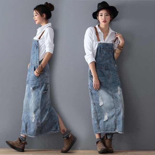 fashion maxi denim summer ladies suspenders holes dresses female loose plus size bib blue jeans long dress 8075 y200120 es, White;black
fashion maxi denim summer ladies suspenders holes dresses female loose plus size bib blue jeans long dress 8075 y200120 es, White;black