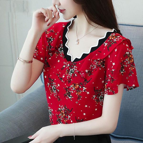 women blouse and 2021 red floral chiffon women blouse shirt female short sleeve shirts v collar ladies blusas 0573 40, White
women blouse and 2021 red floral chiffon women blouse shirt female short sleeve shirts v collar ladies blusas 0573 40, White