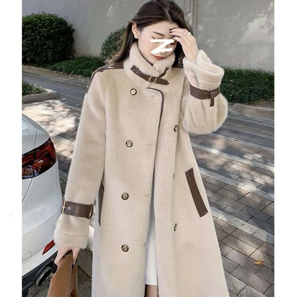 autumn and winter new thickened imitation mink hair double row button temperament tweed korean loose thin cardigan coat women, Black
autumn and winter new thickened imitation mink hair double row button temperament tweed korean loose thin cardigan coat women, Black