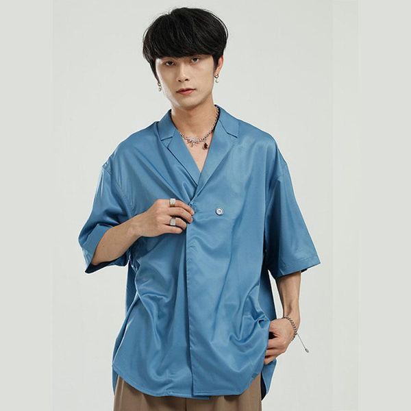 men silk style fabric solid color loose casual retro fashion short sleeve shirt male streetwear vintage shirts, White;black
men silk style fabric solid color loose casual retro fashion short sleeve shirt male streetwear vintage shirts, White;black