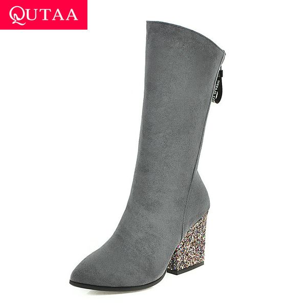 boots qutaa 2021 pointed toe zipper elegant mid calf flock fashion square high heel autumn winter women shoes big size34-43, Black
boots qutaa 2021 pointed toe zipper elegant mid calf flock fashion square high heel autumn winter women shoes big size34-43, Black