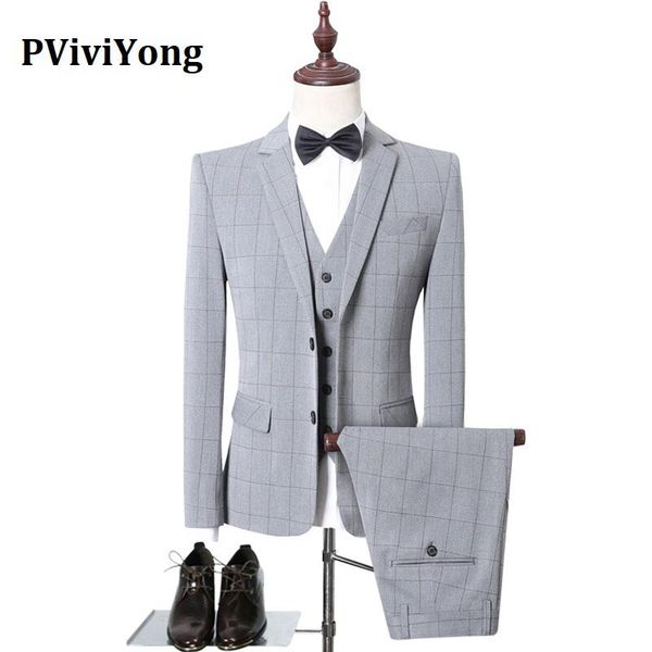 men's suits & blazers pviviyong brand 2021 korea suit men wedding grid slim business three-piece (jackets + vest pants) sjt101, White;black
men's suits & blazers pviviyong brand 2021 korea suit men wedding grid slim business three-piece (jackets + vest pants) sjt101, White;black