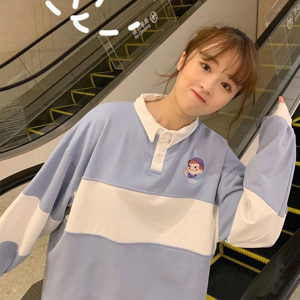 spring lapel stitching cute kawaii loose casual clothes autumn harajuku oversized long-sleeved chest cartoon print women t-shirt, White
spring lapel stitching cute kawaii loose casual clothes autumn harajuku oversized long-sleeved chest cartoon print women t-shirt, White