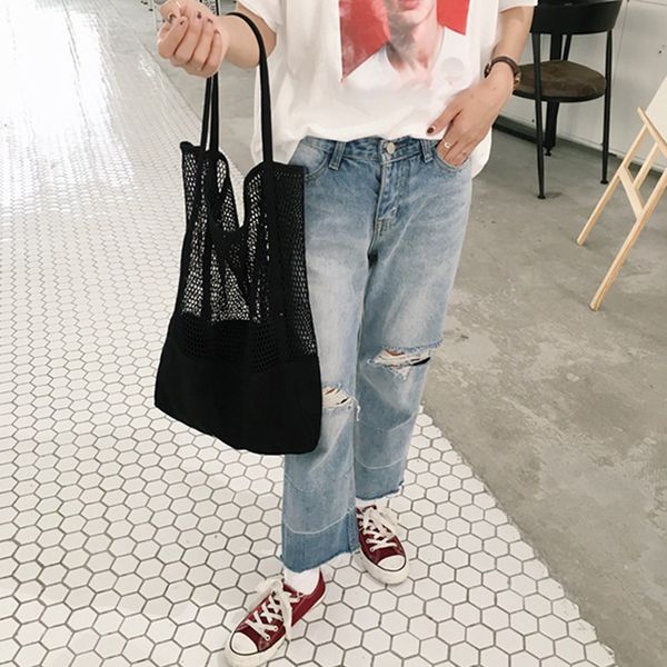 torba na zakupy fashion foldable promotion girls bag canvas reusable hollow beach tote mesh black shopping bag
torba na zakupy fashion foldable promotion girls bag canvas reusable hollow beach tote mesh black shopping bag