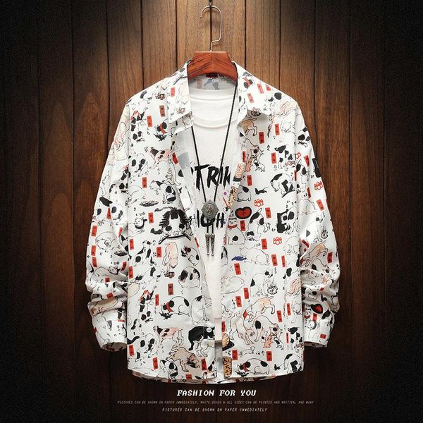 uyuk spring wear new large-size printing trend with street style casual fashion long sleeve shirt man chemise homme, White;black
uyuk spring wear new large-size printing trend with street style casual fashion long sleeve shirt man chemise homme, White;black