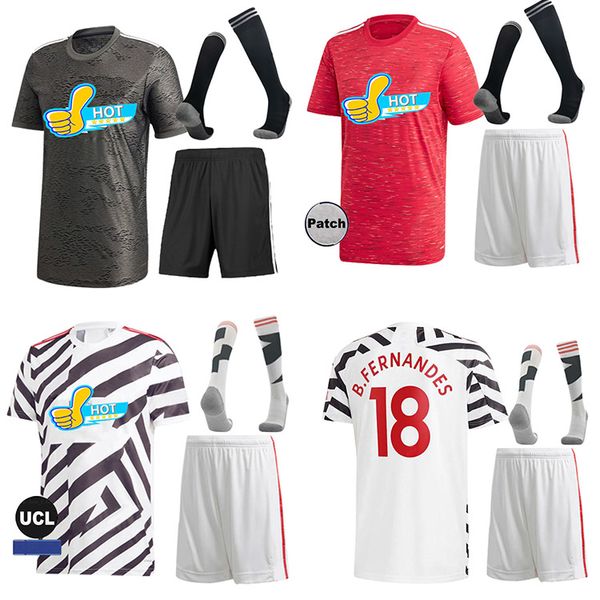 2020 2021 manchester united soccer jersey van de beek b manchester utd martial rashford fans version jerseys football shirts kids kit, Black;yellow