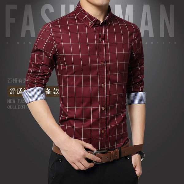 men's plaid shirts male long sleeve slim fit cotton business casual shirt plus size 5xl, White;black 
men's plaid shirts male long sleeve slim fit cotton business casual shirt plus size 5xl, White;black