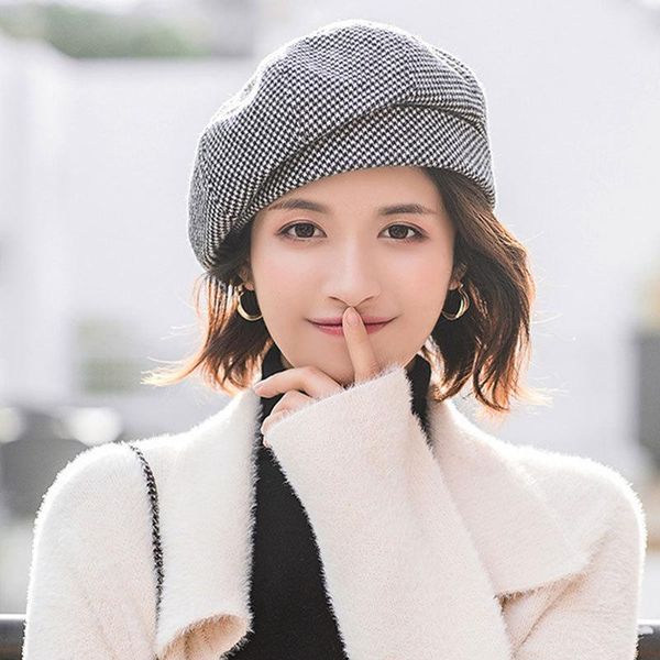berets women's beret autumn and winter versatile thousand bird check cap girls fashion british painter hat, Blue;gray
berets women's beret autumn and winter versatile thousand bird check cap girls fashion british painter hat, Blue;gray