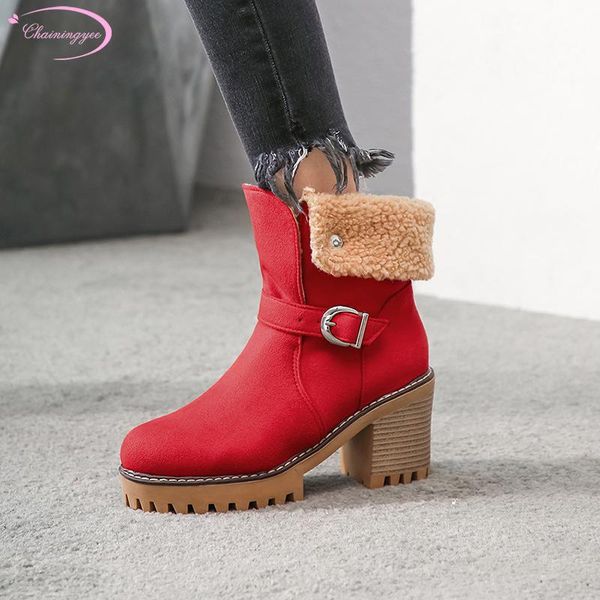 casual style comfortable round toe flock mid-calf boots winter warm rivets buckle high-heeled chunky snow boots women's shoes, Black
casual style comfortable round toe flock mid-calf boots winter warm rivets buckle high-heeled chunky snow boots women's shoes, Black